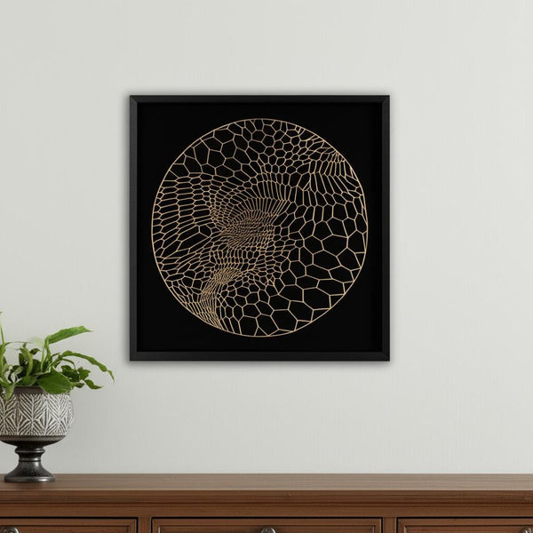 HomeRoots Laced Moon II Shadow Box Wall Art - 24" Metal Print in Black Frame for Modern Home Décor Style 576685