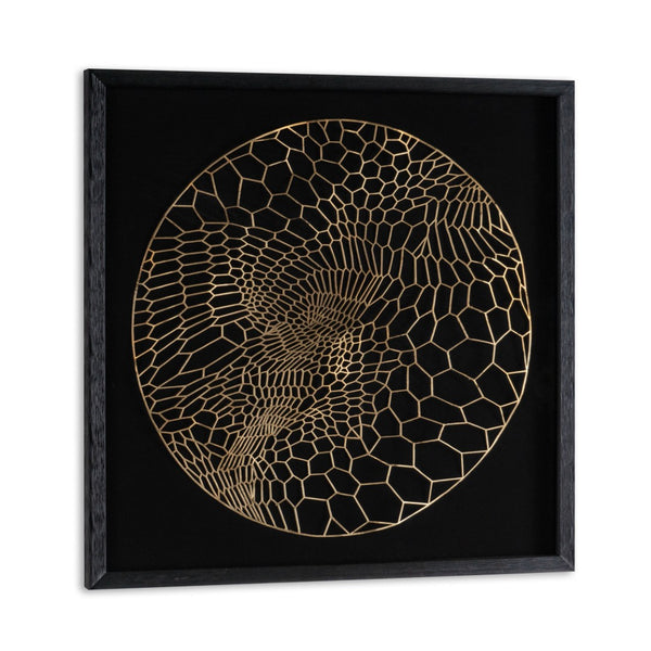 HomeRoots Laced Moon II Shadow Box Wall Art - 24" Metal Print in Black Frame for Modern Home Décor Style 576685