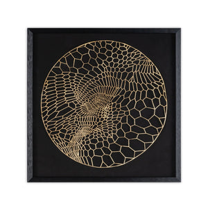 HomeRoots Laced Moon II Shadow Box Wall Art - 24" Metal Print in Black Frame for Modern Home Décor Style 576685