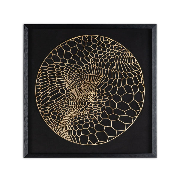 HomeRoots Laced Moon II Shadow Box Wall Art - 24" Metal Print in Black Frame for Modern Home Décor Style 576685