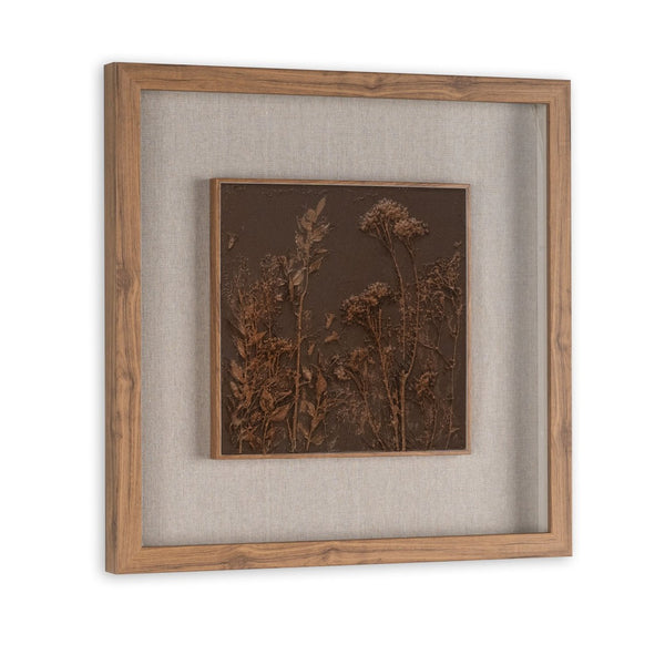 HomeRoots Serenity Garden Shadowbox Art - Rustic Brown Framed Wall Decor for Modern Farmhouse Interiors 576689