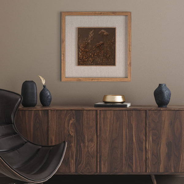 HomeRoots Serenity Garden Shadowbox Art - Rustic Brown Framed Wall Decor for Modern Farmhouse Interiors 576689