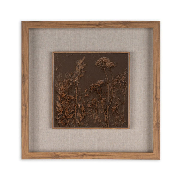 HomeRoots Serenity Garden Shadowbox Art - Rustic Brown Framed Wall Decor for Modern Farmhouse Interiors 576689