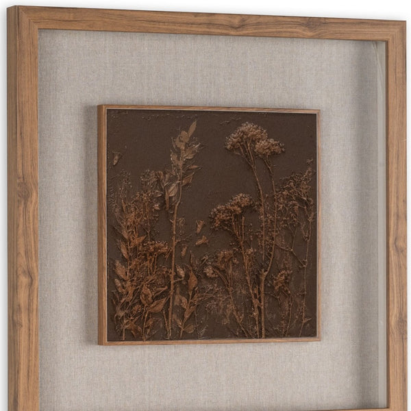 HomeRoots Serenity Garden Shadowbox Art - Rustic Brown Framed Wall Decor for Modern Farmhouse Interiors 576689
