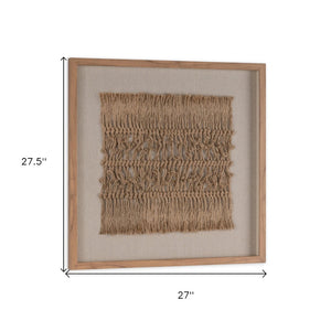 HomeRoots Woven Whispers 24" Textured Shadow Box Art - Rustic Farmhouse Wall Decor with Brown Frame 576695