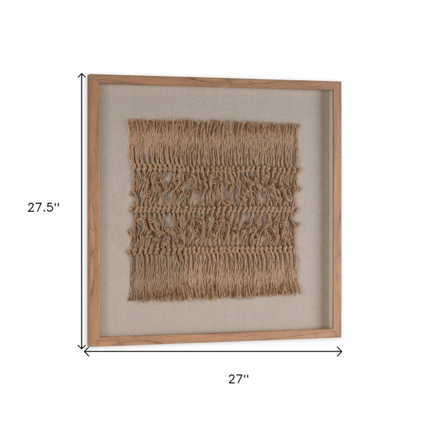 HomeRoots Woven Whispers 24" Textured Shadow Box Art - Rustic Farmhouse Wall Decor with Brown Frame 576695