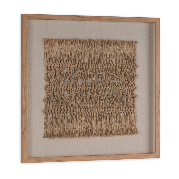 HomeRoots Woven Whispers 24" Textured Shadow Box Art - Rustic Farmhouse Wall Decor with Brown Frame 576695