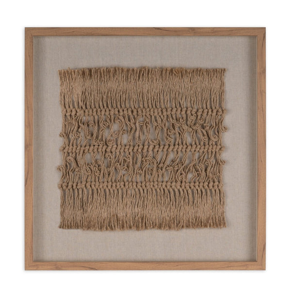 HomeRoots Woven Whispers 24" Textured Shadow Box Art - Rustic Farmhouse Wall Decor with Brown Frame 576695