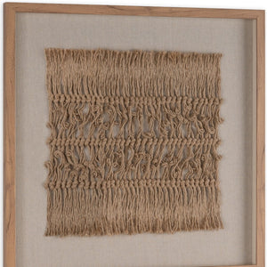 HomeRoots Woven Whispers 24" Textured Shadow Box Art - Rustic Farmhouse Wall Decor with Brown Frame 576695