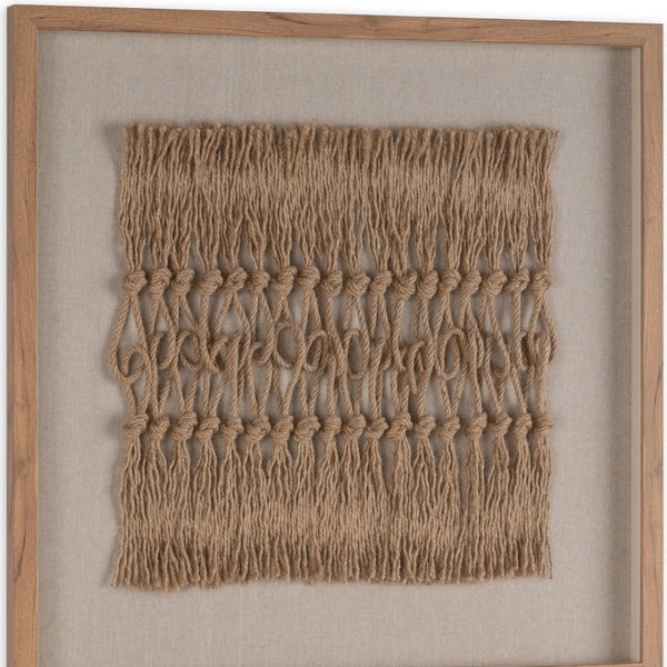 HomeRoots Woven Whispers II Shadow Box Wall Art - Rustic Brown Framed Textual Art for Modern-Farmhouse Decor 576696