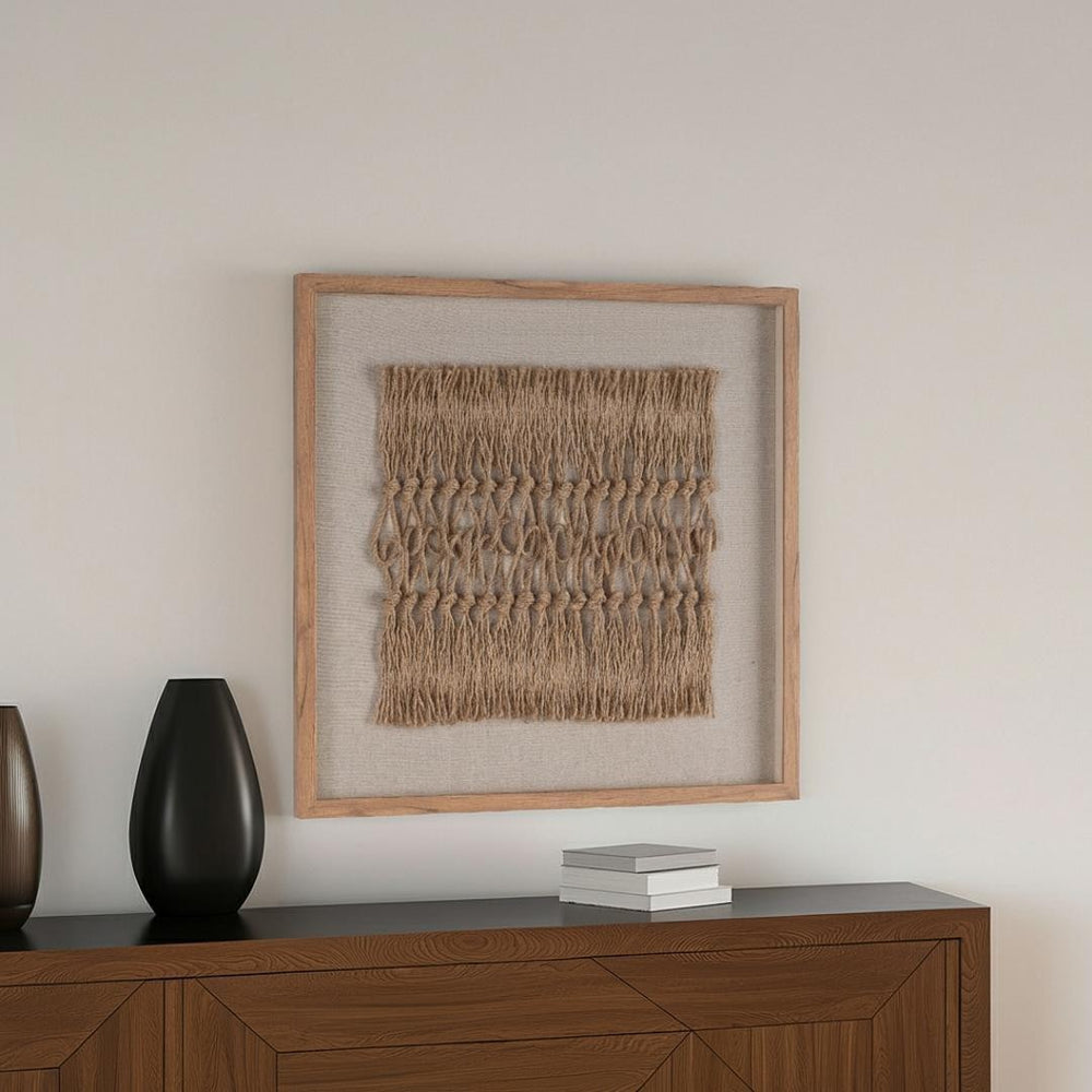 HomeRoots Woven Whispers II Shadow Box Wall Art - Rustic Brown Framed Textual Art for Modern-Farmhouse Decor 576696