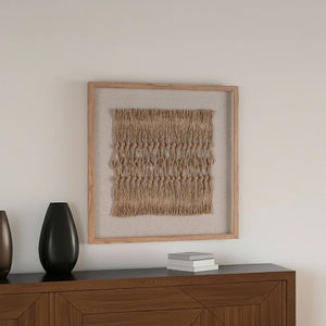 HomeRoots Woven Whispers II Shadow Box Wall Art - Rustic Brown Framed Textual Art for Modern-Farmhouse Decor 576696