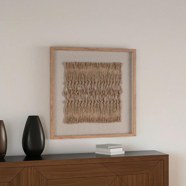 HomeRoots Woven Whispers II Shadow Box Wall Art - Rustic Brown Framed Textual Art for Modern-Farmhouse Decor 576696