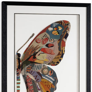 HomeRoots Balletic Butterfly Shadow Box Art | 24"x32" Layered Paper Collage with Black Frame for Elegant Decor 576697