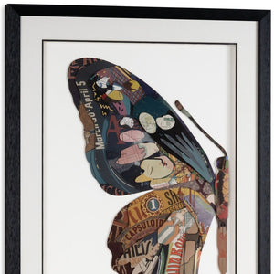 HomeRoots Balletic Butterfly II 24" x 32" Shadow Box Art - Modern Collage with Black Frame for Stylish Décor 576698