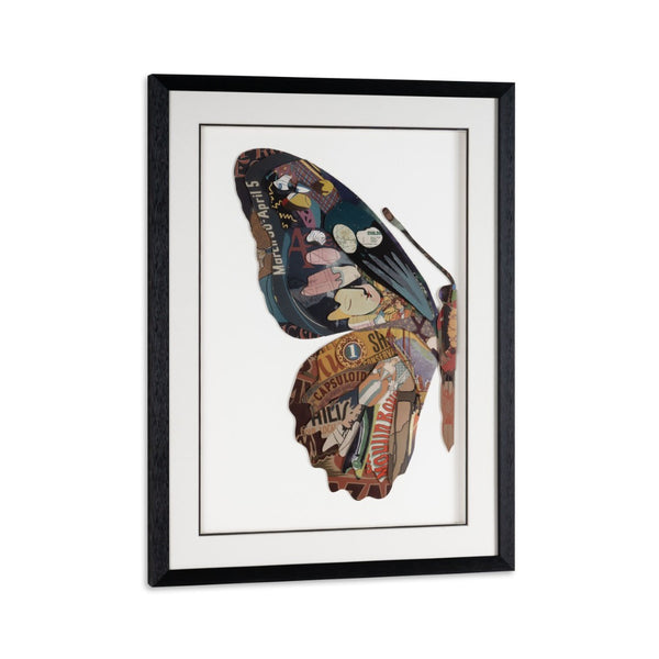 HomeRoots Balletic Butterfly II 24" x 32" Shadow Box Art - Modern Collage with Black Frame for Stylish Décor 576698