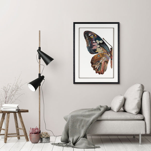 HomeRoots Balletic Butterfly II 24" x 32" Shadow Box Art - Modern Collage with Black Frame for Stylish Décor 576698