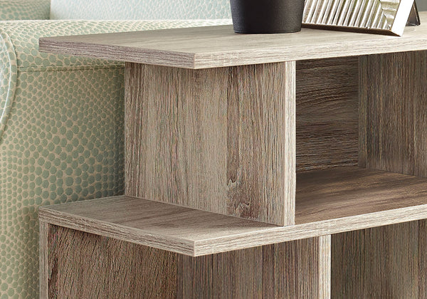 English Elm Accent Three-Tier Accent Table with Six Open Display Shelves for Living Room, Bedroom, Modern Design taupe 28 L x 15 W x 8 H B2710P219052