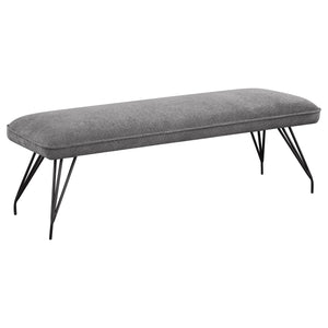English Elm Kailea Grey Upholstered Dining Bench with Foam Comfort, Vintage Hairpin Legs for Small Spaces B062P299823