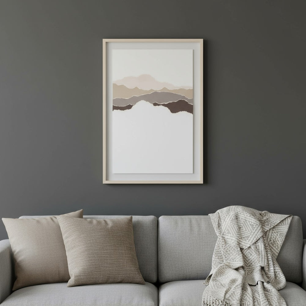HomeRoots Torn Terrain II Gray Shadowbox Wall Art - Modern Typography & Textured Design for Stylish Interiors 576705