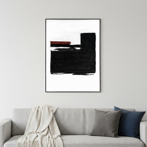 HomeRoots Obsidian Artistry: Hand-Painted Black Floater Frame Painting for Modern Home Décor & Focal Points 576708