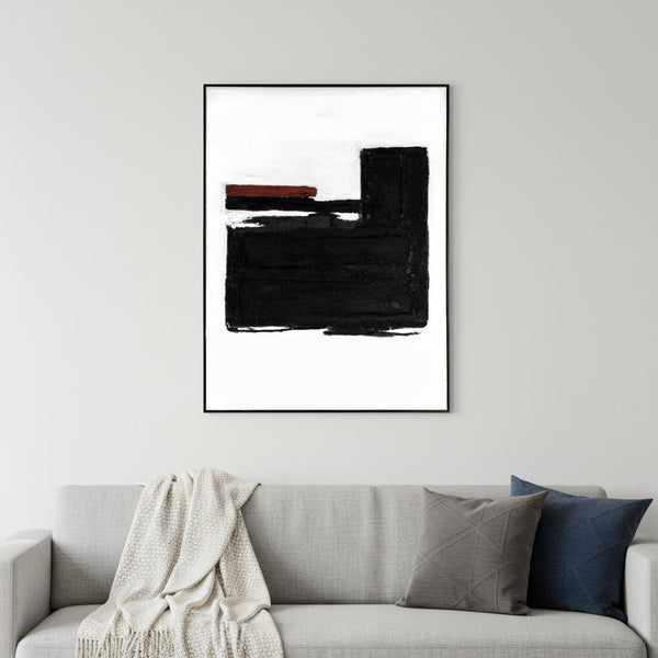 HomeRoots Obsidian Artistry: Hand-Painted Black Floater Frame Painting for Modern Home Décor & Focal Points 576708