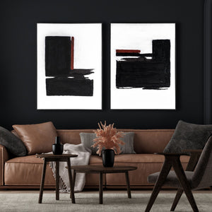 HomeRoots Obsidian Artistry: Hand-Painted Black Floater Frame Painting for Modern Home Décor & Focal Points 576708