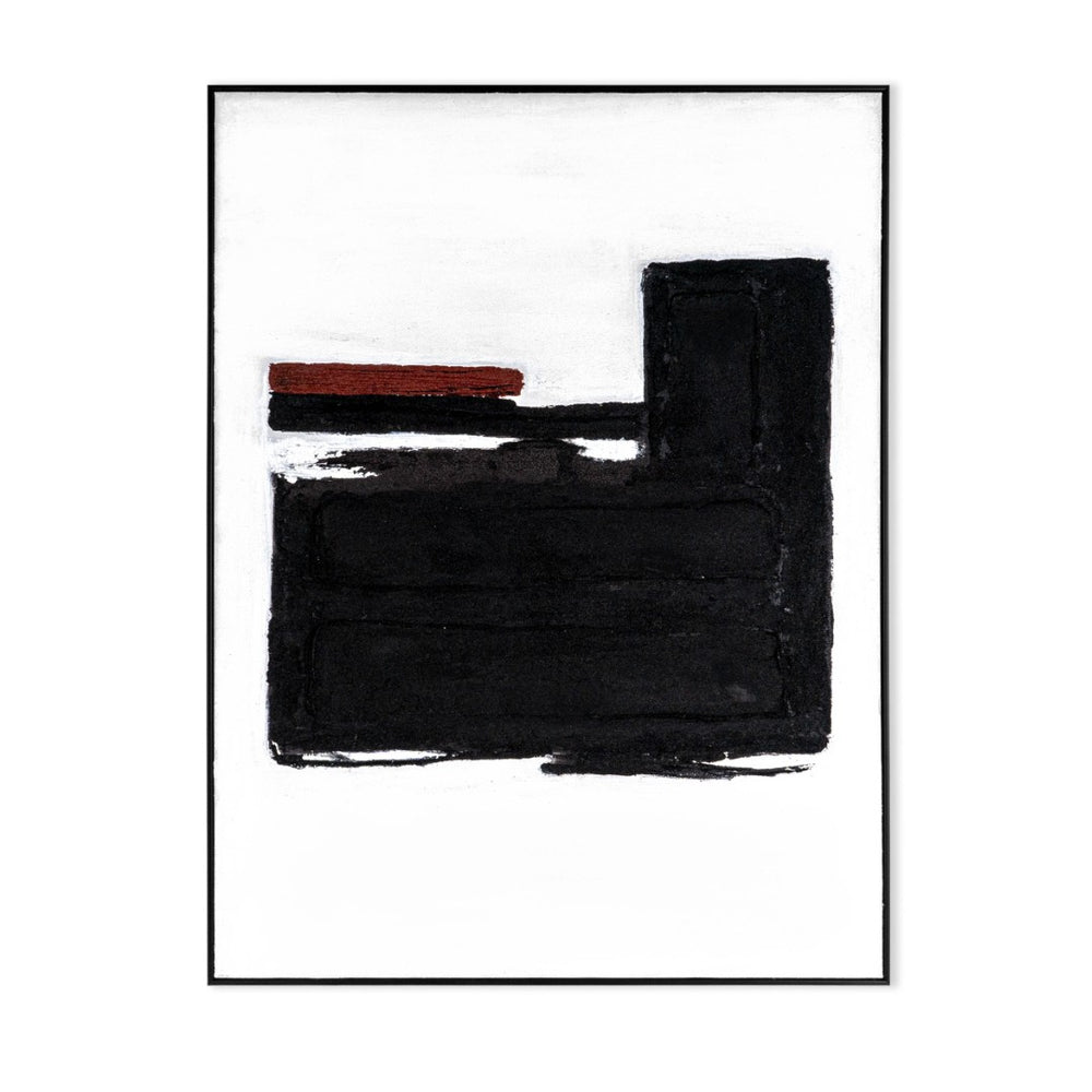 HomeRoots Obsidian Artistry: Hand-Painted Black Floater Frame Painting for Modern Home Décor & Focal Points 576708