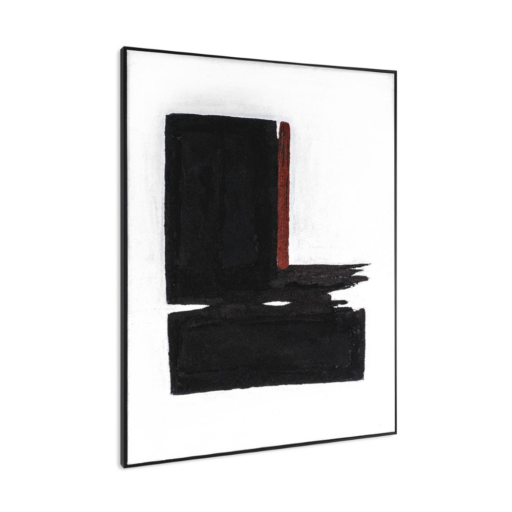 HomeRoots Obsidian Overture II Hand-Painted Canvas Art in Black Floater Frame – Modern Wall Décor for Any Space 576709