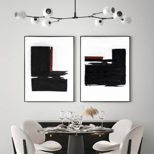 HomeRoots Obsidian Overture II Hand-Painted Canvas Art in Black Floater Frame – Modern Wall Décor for Any Space 576709