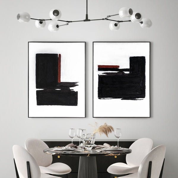 HomeRoots Obsidian Overture II Hand-Painted Canvas Art in Black Floater Frame – Modern Wall Décor for Any Space 576709