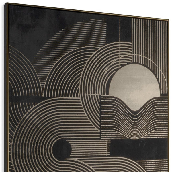 HomeRoots Nocturnal Brilliance Canvas Art in Gold Floater Frame – Elegant Wall Décor for Modern Spaces 576710