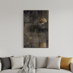 HomeRoots Nocturnal Brilliance Canvas Art in Gold Floater Frame – Elegant Wall Décor for Modern Spaces 576710