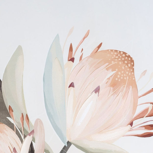 HomeRoots Pastel Petal Canvas Art in Silver Floater Frame – Modern Floral Wall Décor for Any Room Style 576711