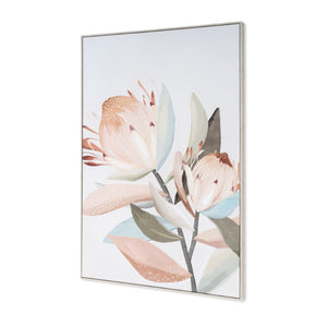 HomeRoots Pastel Petal Canvas Art in Silver Floater Frame – Modern Floral Wall Décor for Any Room Style 576711