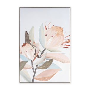 HomeRoots Pastel Petal Canvas Art in Silver Floater Frame – Modern Floral Wall Décor for Any Room Style 576711