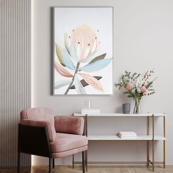 HomeRoots Pastel Petal Harmony II Silver Floater Frame Canvas Art - Modern Wall Decor for Elegant Spaces 576712