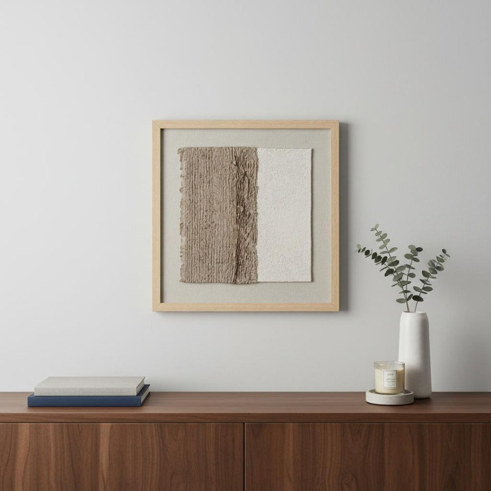 HomeRoots Dual Harmony Shadowbox Textual Art - Contemporary Brown Wall Decor for Modern Interiors, 28" x 27" 576715