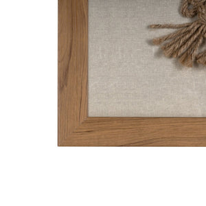 HomeRoots Frayed Symmetry Shadowbox Textile Art in Brown Frame for Contemporary Home Decor & Focal Points 576717