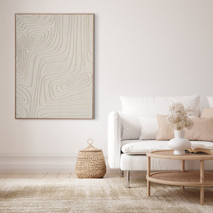HomeRoots Contour Serenity I - Hand-Painted Canvas Wall Art in Brown Floater Frame for Modern Spaces 576718