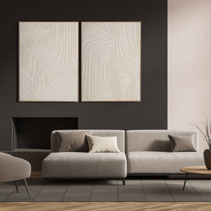 HomeRoots Contour Serenity I - Hand-Painted Canvas Wall Art in Brown Floater Frame for Modern Spaces 576718