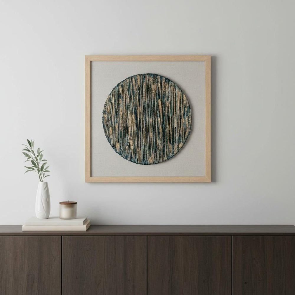 HomeRoots Azure Harmony Brown Shadowbox Art - Modern Textual Wall Décor with Gallery-Style Depth & Azure Accents 576721