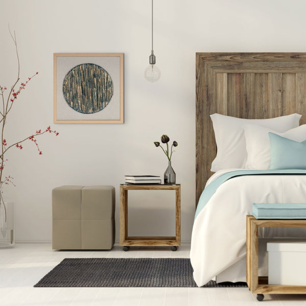 HomeRoots Azure Harmony Brown Shadowbox Art - Modern Textual Wall Décor with Gallery-Style Depth & Azure Accents 576721