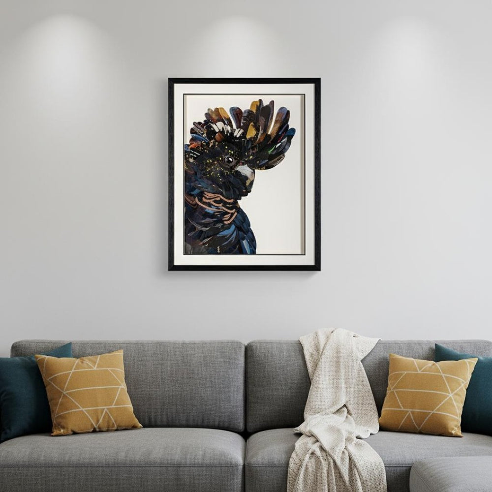 HomeRoots Feathered Mosaic Parrot Shadowbox Wall Art - Bold Contemporary Décor for Stylish Living Spaces 576723