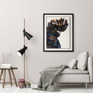 HomeRoots Feathered Mosaic Parrot Shadowbox Wall Art - Bold Contemporary Décor for Stylish Living Spaces 576723