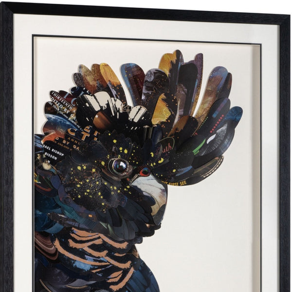HomeRoots Feathered Mosaic Parrot Shadowbox Wall Art - Bold Contemporary Décor for Stylish Living Spaces 576723