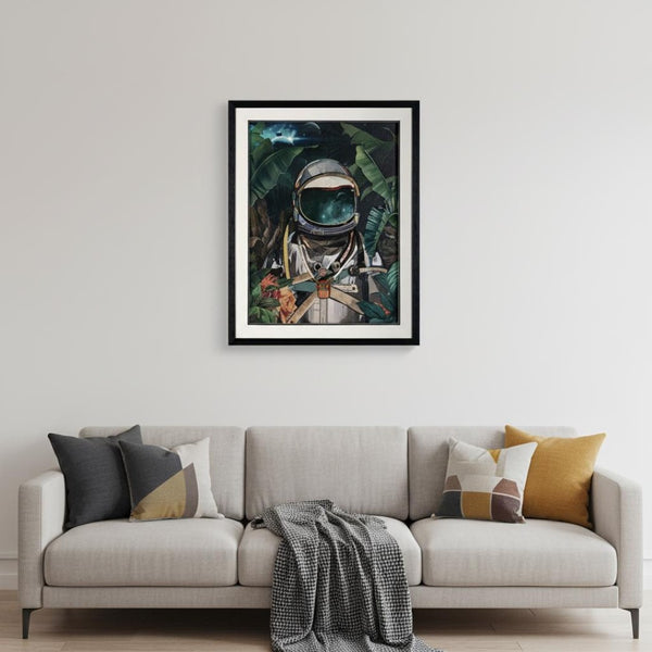 HomeRoots Jungle Cosmonaut Shadowbox Wall Art - Modern Black and White Typography for Stylish Decor 576725