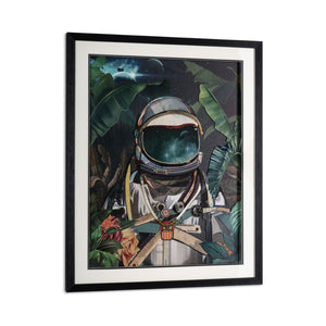 HomeRoots Jungle Cosmonaut Shadowbox Wall Art - Modern Black and White Typography for Stylish Decor 576725