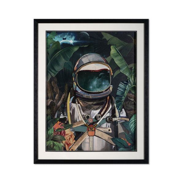 HomeRoots Jungle Cosmonaut Shadowbox Wall Art - Modern Black and White Typography for Stylish Decor 576725