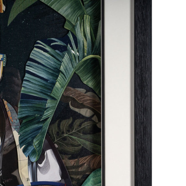 HomeRoots Jungle Cosmonaut Shadowbox Wall Art - Modern Black and White Typography for Stylish Decor 576725